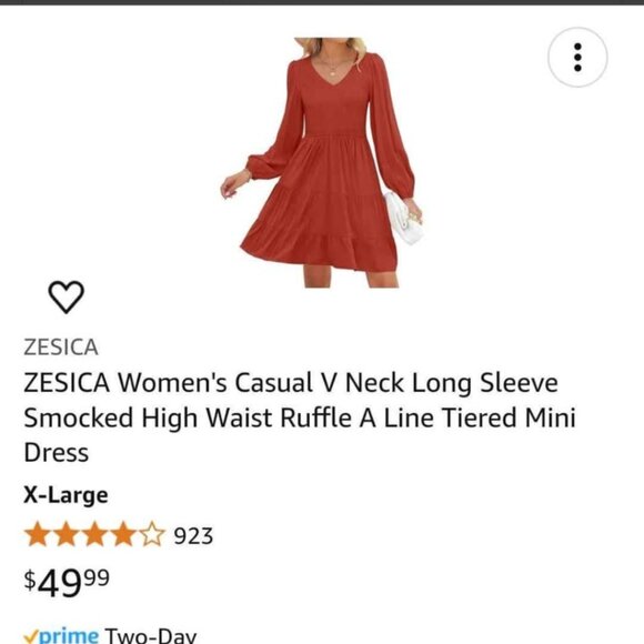 Women's Dress. Color: Rust/Orange. Size: XL. V-neck - Picture 6 of 6